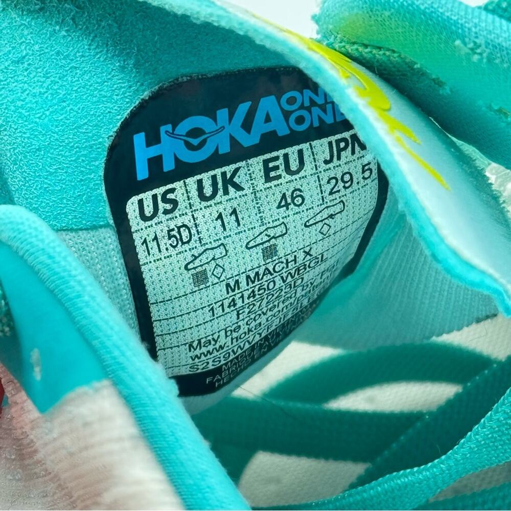 Hoka One One Mach X White Blue Glass Road-Running Sneakers Men’s Size 11.5 - Picture 7 of 9